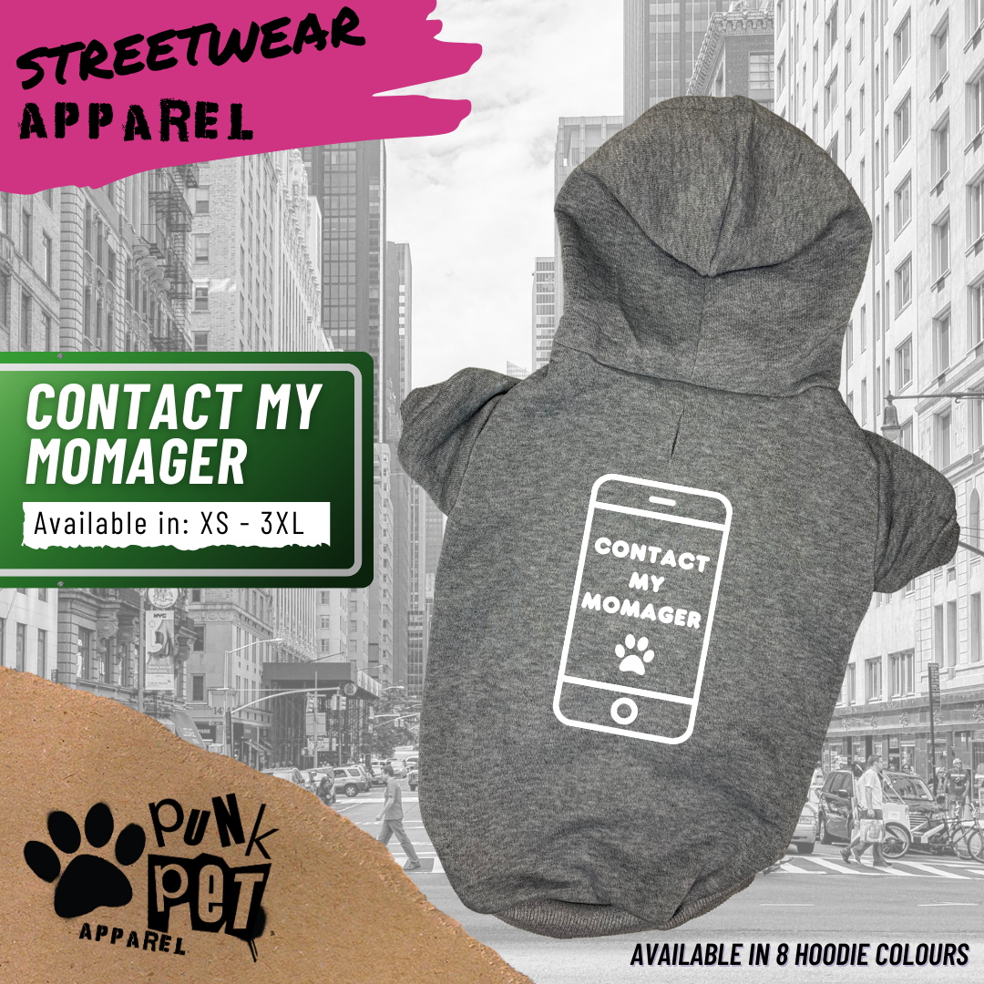 Punk Pet Apparel Contact My Momager Hoodie Grey