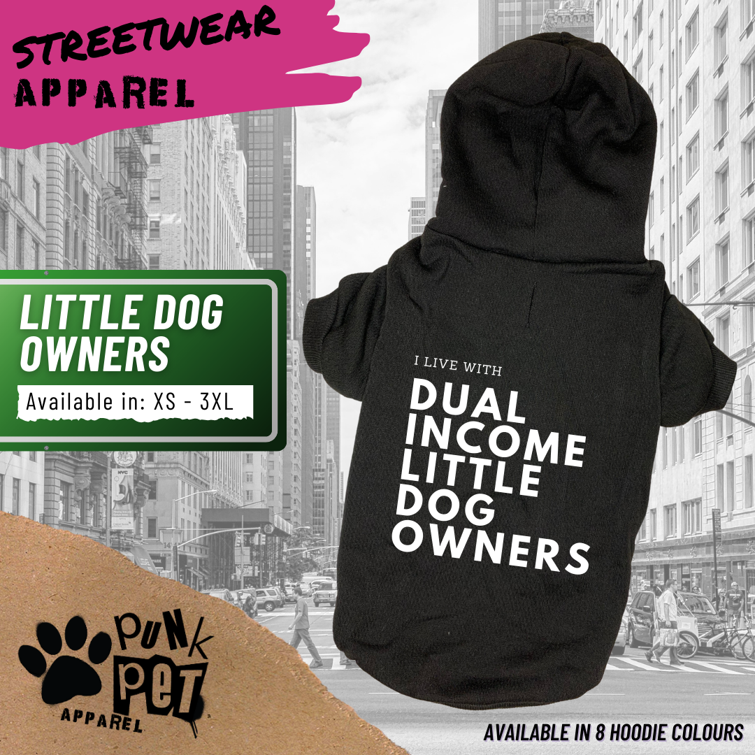 Punk Pet Apparel Dual Income Little Dog Owners Hoodie Black
