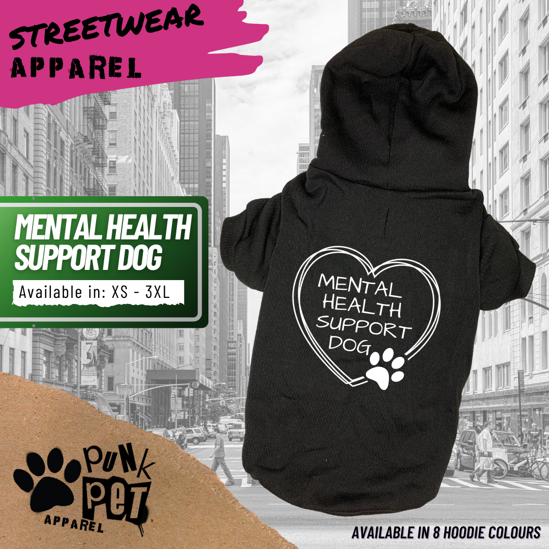 Punk Pet Apparel Mental Health Support Dog Hoodie Black