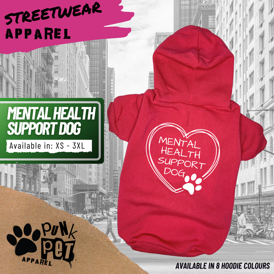 Punk Pet Apparel Mental Health Support Dog Hoodie Dark Pink