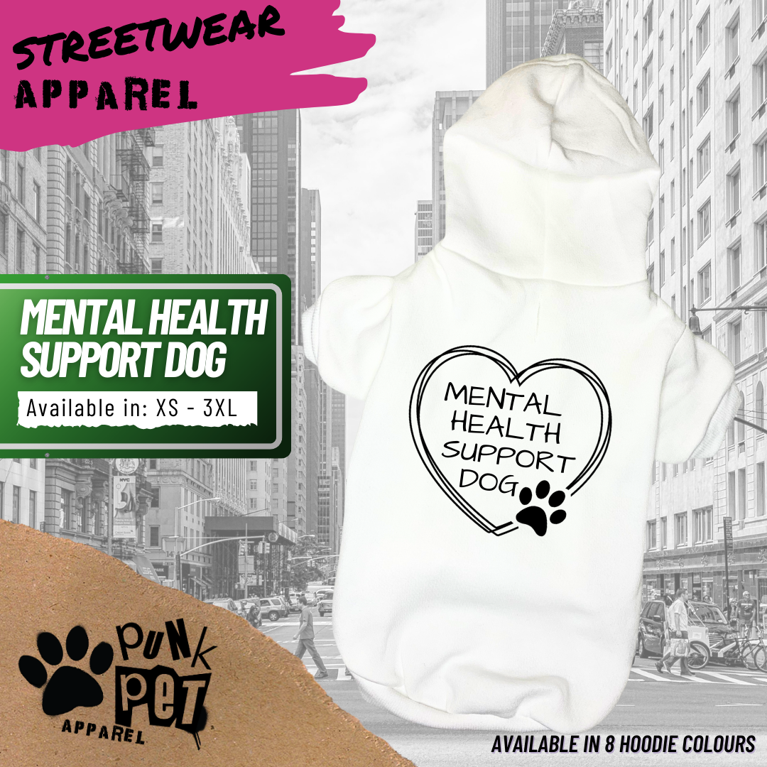 Punk Pet Apparel Mental Health Support Dog Hoodie White