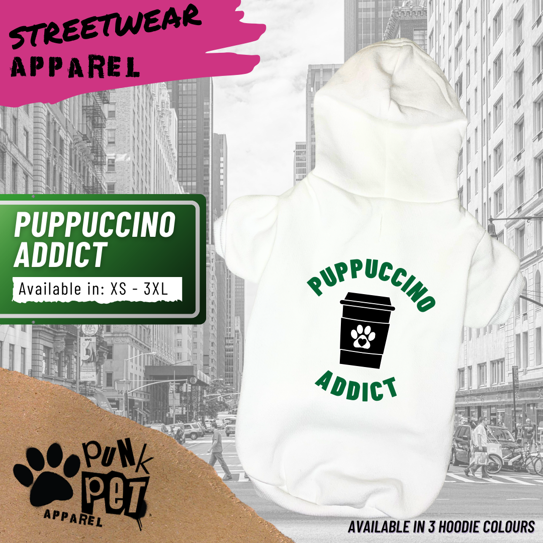  Punk Pet Apparel Puppuccino Addict Hoodie White