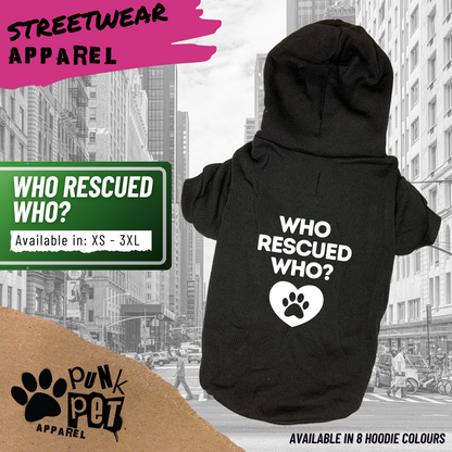 Punk Pet Apparel Who Rescued Who? Hoodie Black