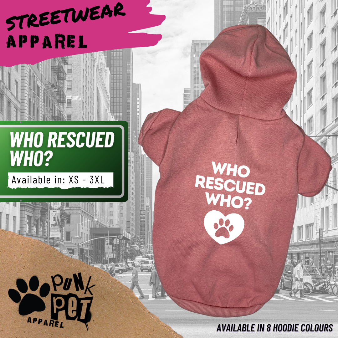 Punk Pet Apparel Who Rescued Who? Hoodie Light Pink