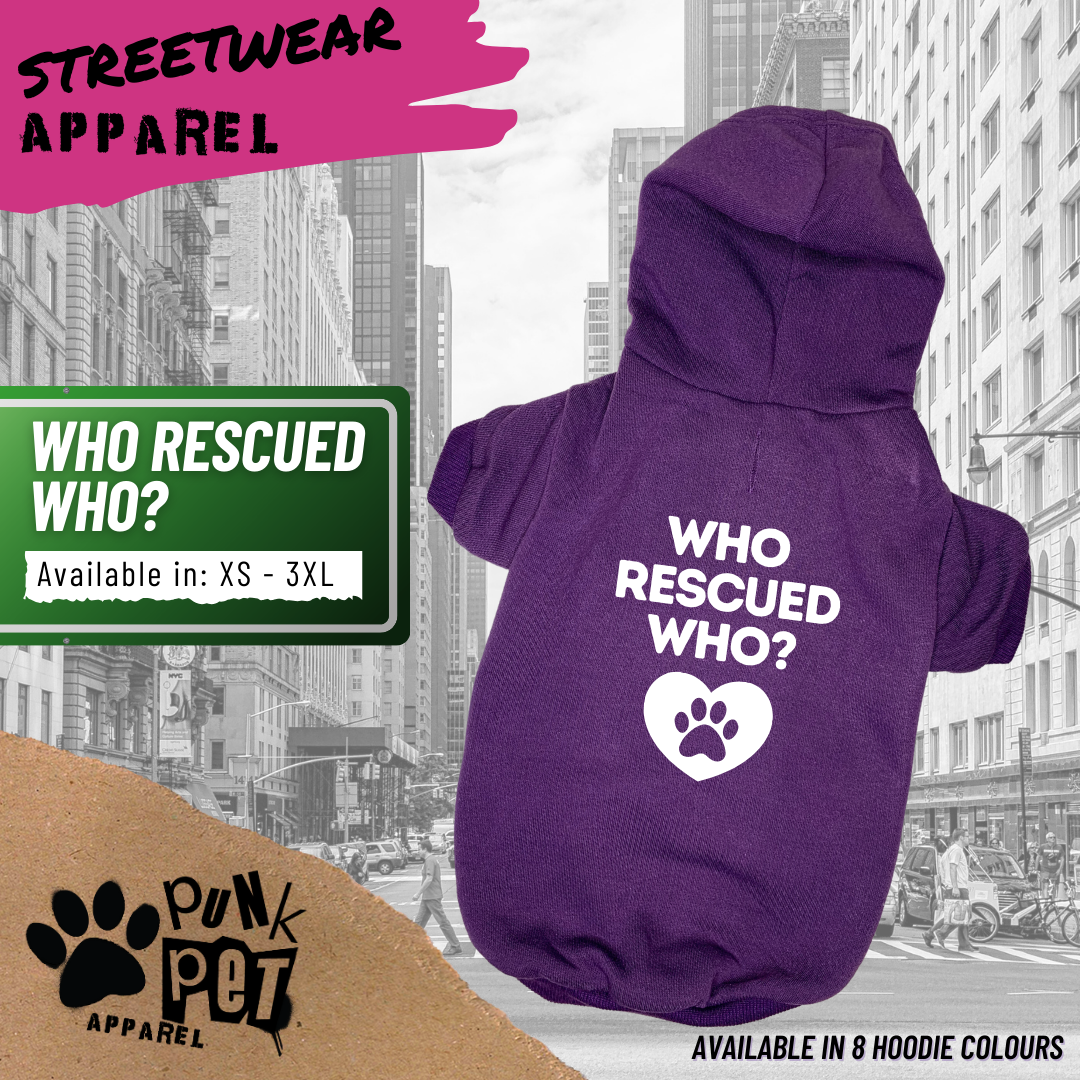 Punk Pet Apparel Who Rescued Who? Hoodie Purple