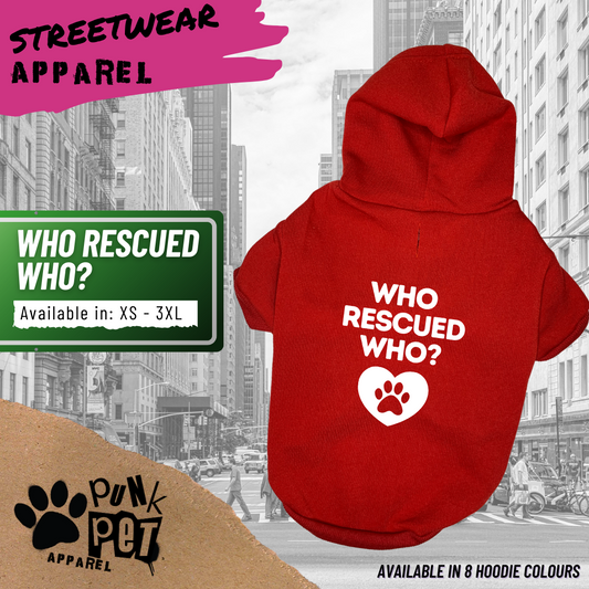 Punk Pet Apparel Who Rescued Who? Hoodie Red