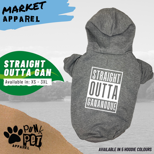 Straight Outta Insert Your City Here Dog Hoodie Grey