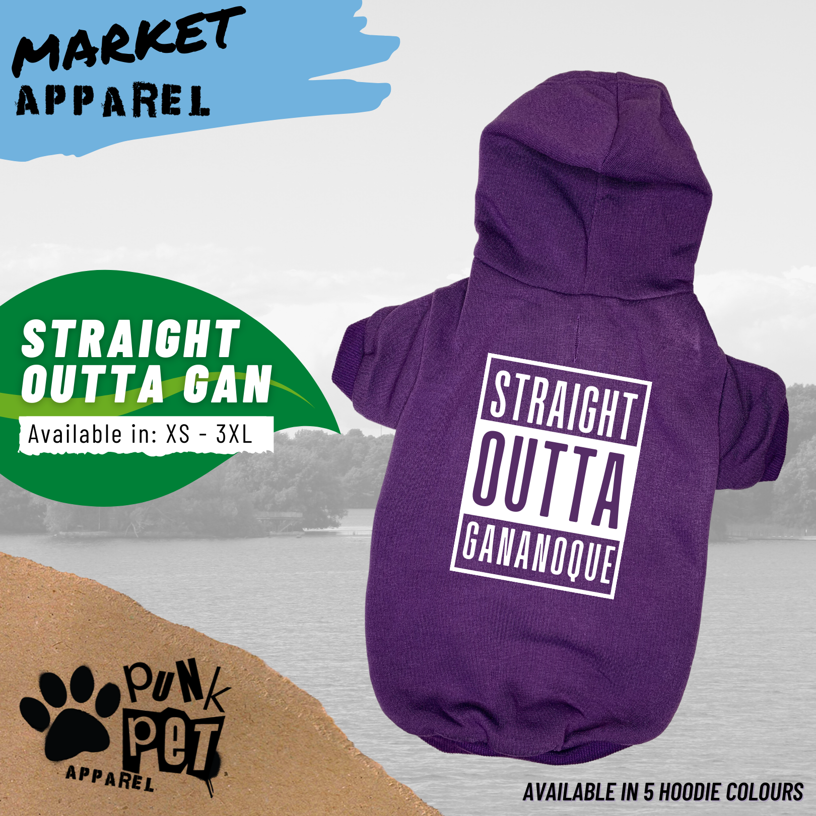 Straight Outta Insert Your City Here Dog Hoodie Purple