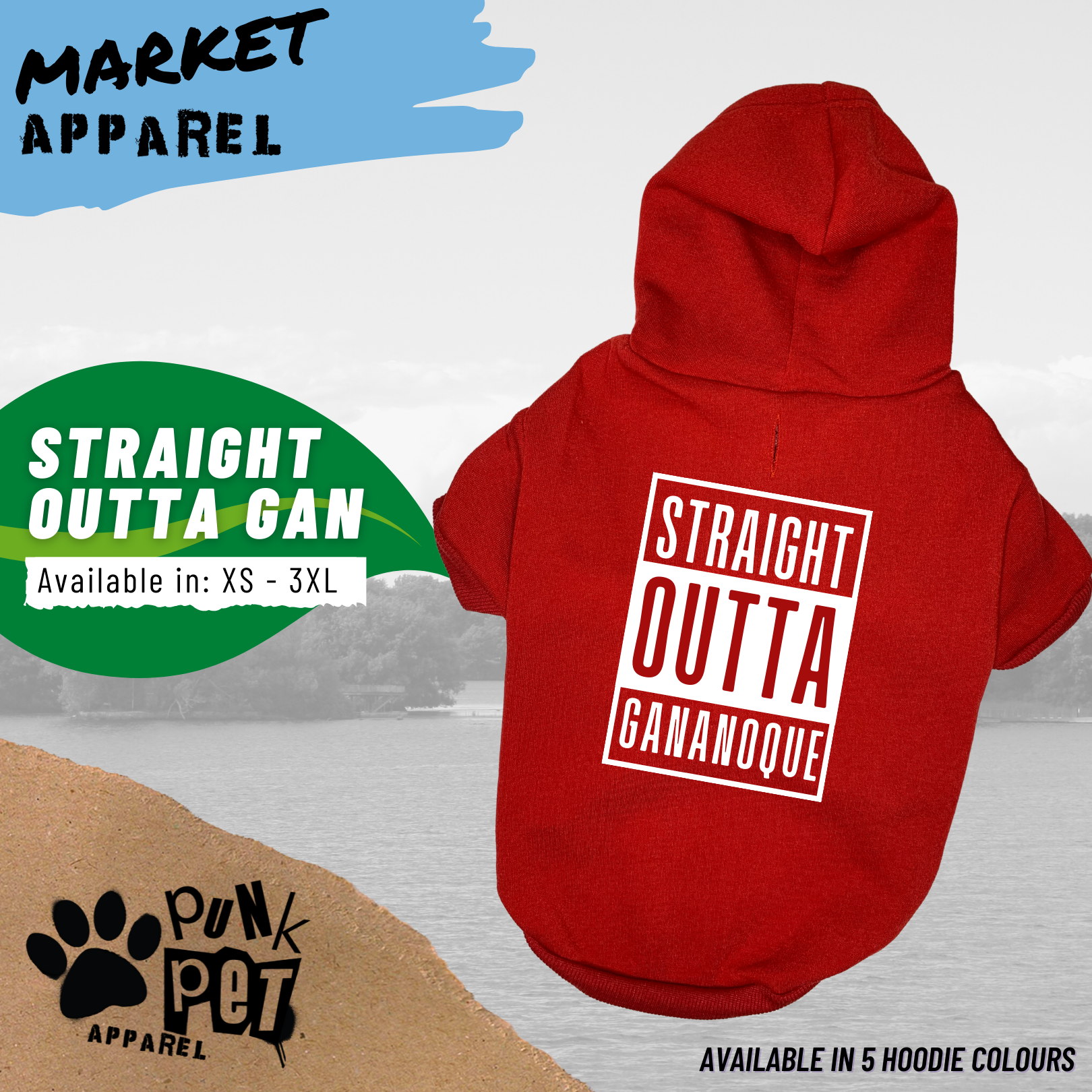 Straight Outta Insert Your City Here Dog Hoodie Red