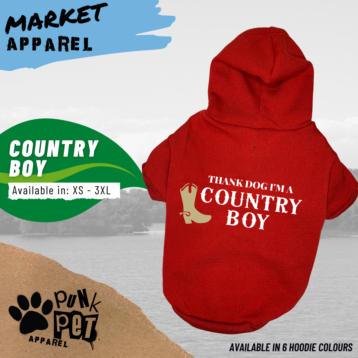 Thank Dog I'm A Country Boy Hoodie Red