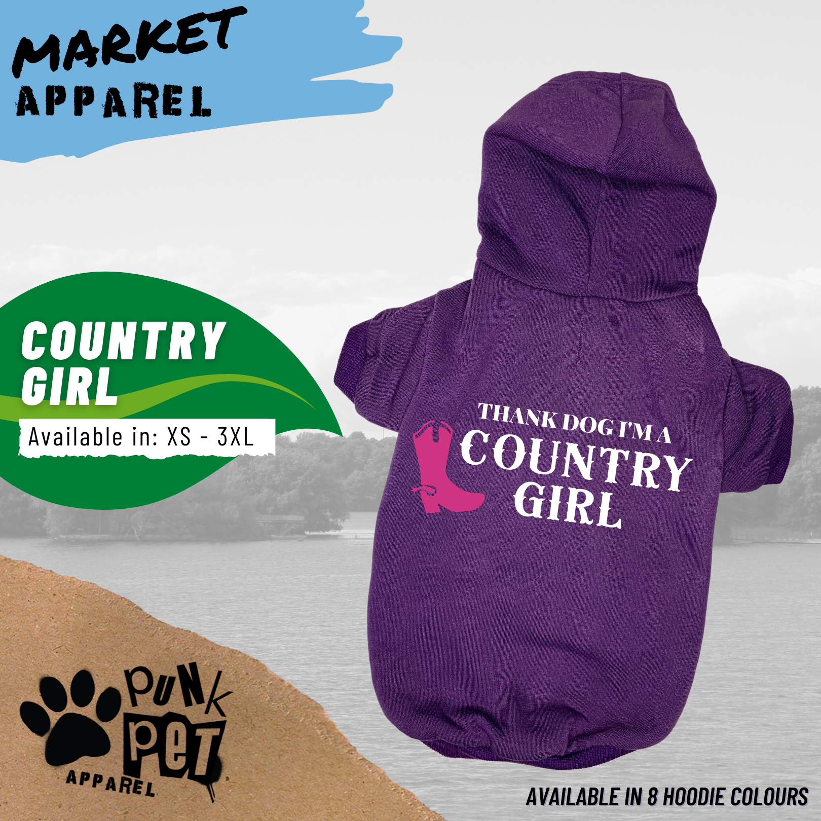 Thank Dog I'm A Country Girl Dog Hoodie Purple